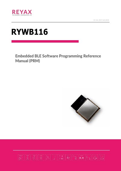 REYAX RYWB116 Embedded BLE Software Programming Reference Manual - cover page