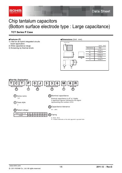 ROHM TCT Series P Case Capacitor Datasheet - cover page