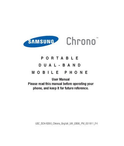 Samsung Chrono Portable Dual-Band Mobile Phone User Manual - cover page