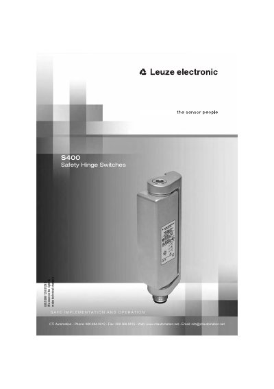 Leuze electronic S400 Safety Hinge Switches Operating Instructions - cover page