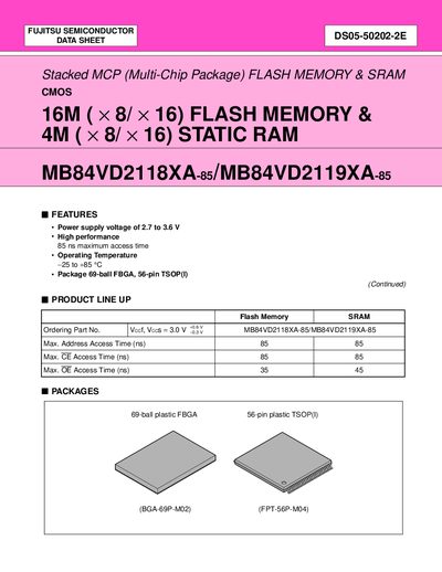 Fujitsu MB84VD2118XA-85/MB84VD2119XA-85 Datasheet - cover page