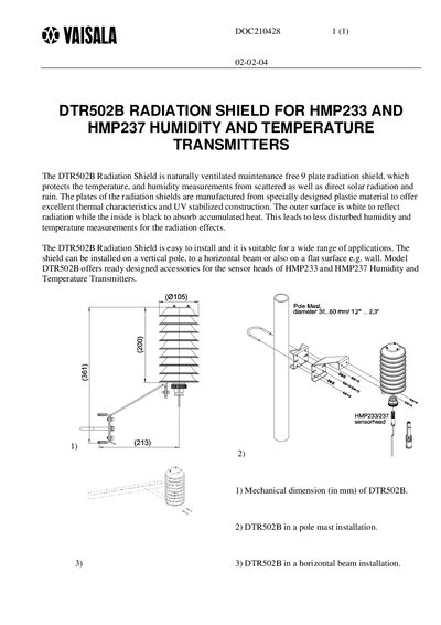 Vaisala DTR502B Radiation Shield User Manual - cover page