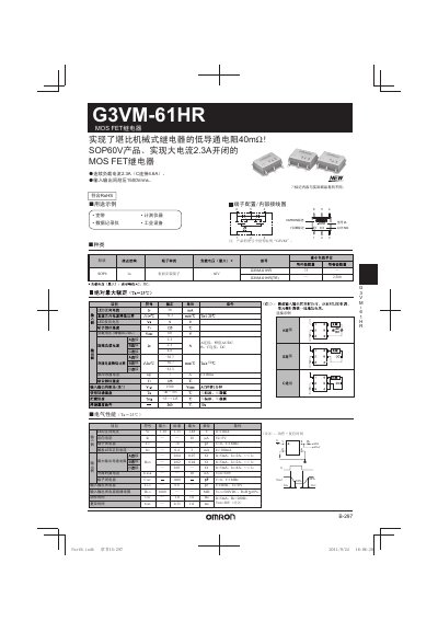 Omron G3VM-61HR Optocoupler Relay Datasheet - cover page