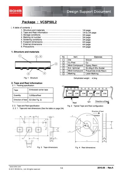 ROHM VCSP50L2 Package Design Support Document - cover page