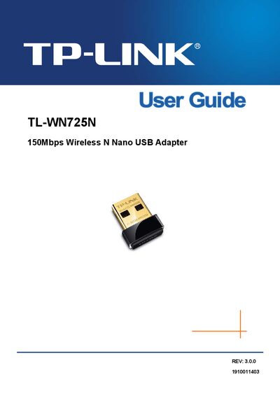 TP-Link TL-WN725N Wireless N Nano USB Adapter User Guide - cover page