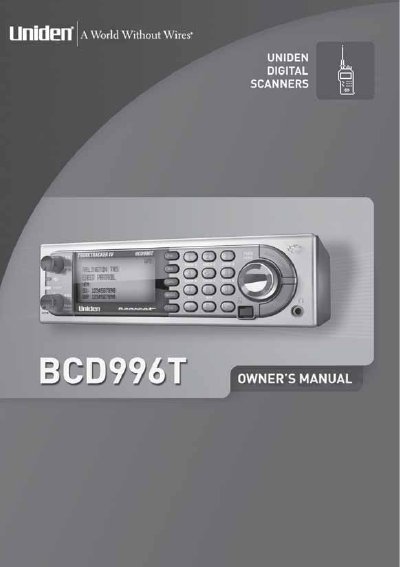 Uniden BCD996T Scanner Operating Guide - cover page