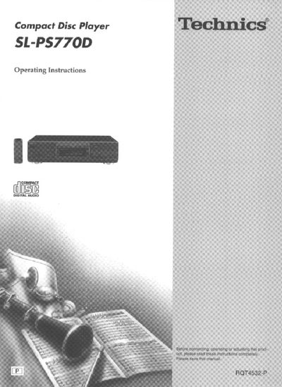 Panasonic Technics SL-PS770D Compact Disc Player Operating Instructions - cover page