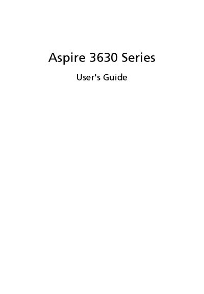 Acer Aspire 3630 Series User Guide - cover page
