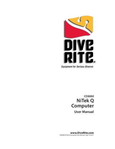 Dive Rite CO8000 NiTek Q Dive Computer User Manual - cover page