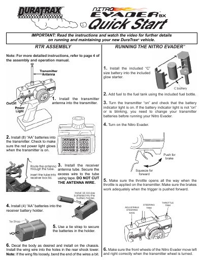 DuraTrax Nitro Evader BX Quick Reference Manual - cover page