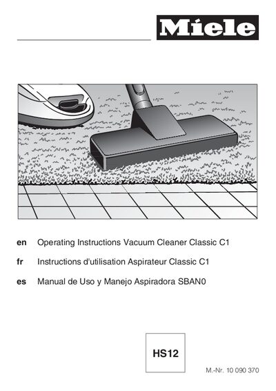 Miele Classic C1 Vacuum Cleaner Operating Instructions - cover page