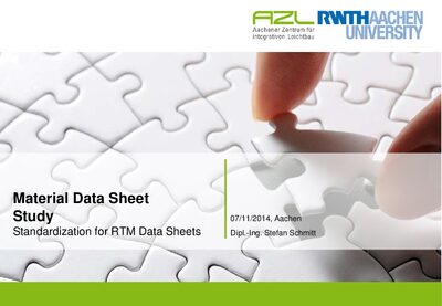 AZL Material Data Sheet Study Standardization for RTM Data Sheets - cover page