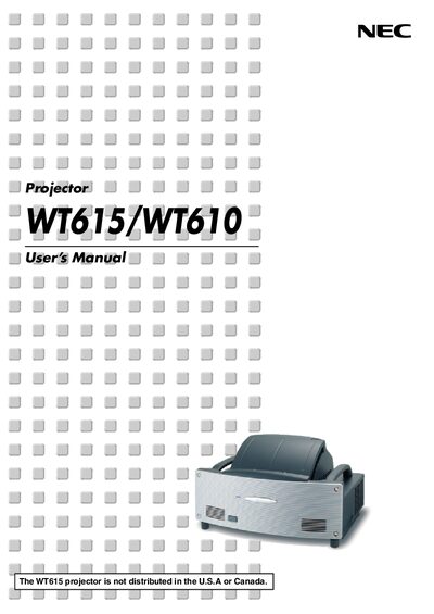 NEC WT615/WT610 Projector User Manual - cover page