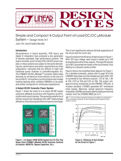 Linear Technology dn411f Design Notes 4-Output DC/DC uModule System - cover page