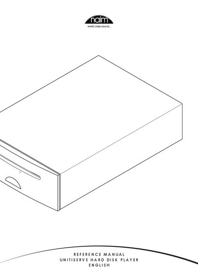 Naim UnitiServe Hard Disk Player Reference Manual - cover page