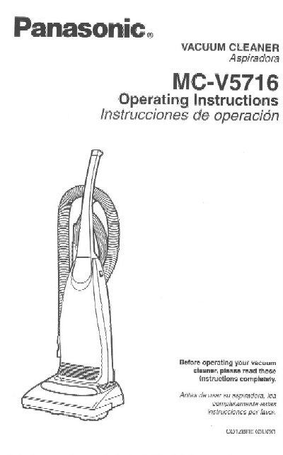 Panasonic MC-V5716 Upright Vacuum Cleaner Operating Instructions - cover page