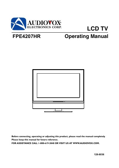 Audiovox FPE4207HR LCD TV Operating Manual - cover page