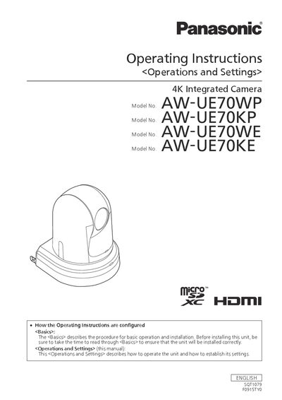 Panasonic AW-UE70WP / AW-UE70KP / AW-UE70WE / AW-UE70KE 4K Integrated Camera Operating Instructions - cover page