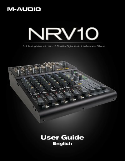 M-Audio NRV10 Analog Mixer and FireWire Interface User Guide - cover page