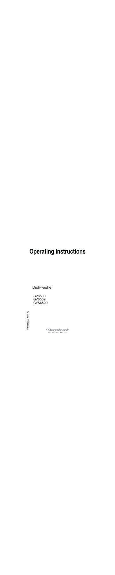 IGV IGV6508 IGV6509 IGVS6509 Dishwasher User Manual