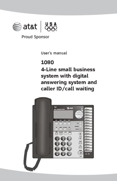 AT&T 1080 4-Line Small Business System User Manual - cover page