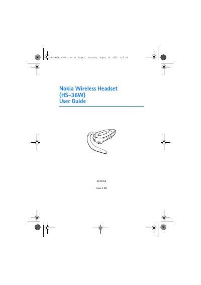 Nokia HS-36W Wireless Headset User Guide - cover page