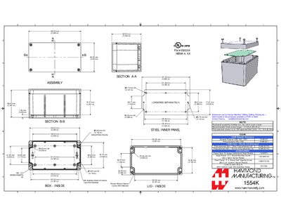 Hammond 1554K Enclosure Product Data Sheet - cover page