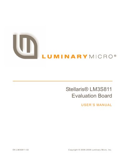 Luminary LM3S811 Evaluation Board User Manual - cover page