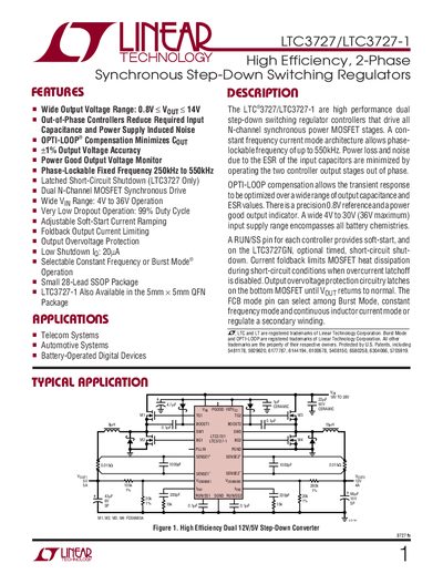 Linear Technology LTC3727/LTC3727-1 User Manual - cover page
