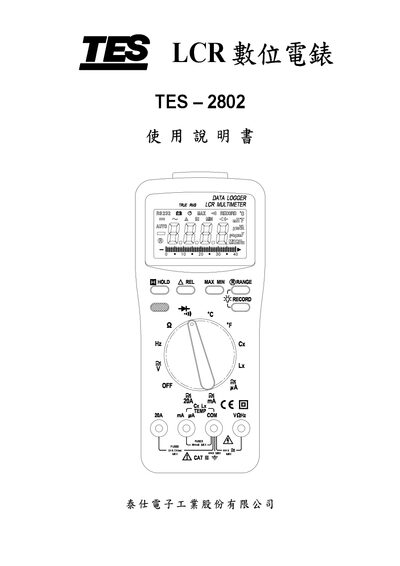 Tes TES-2802 LCR Digital Multimeter User Manual