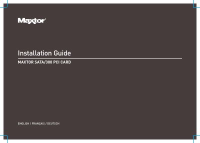 Maxtor SATA/300 PCI Card Installation Guide - cover page