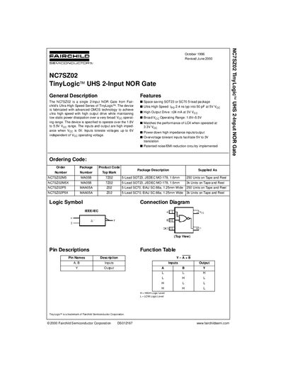 FAIRCHILD NC7SZ02 handbook - cover page