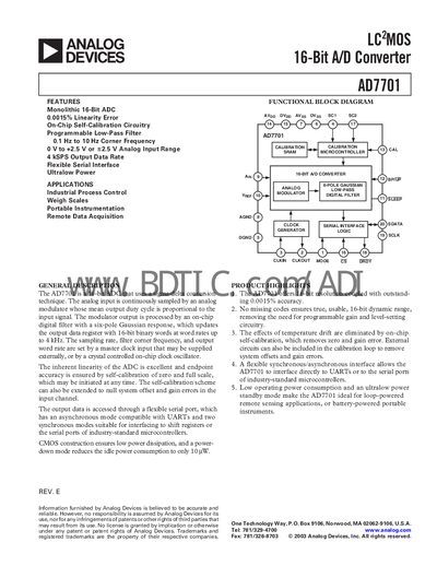 Analog Devices AD7701 Handbook - cover page