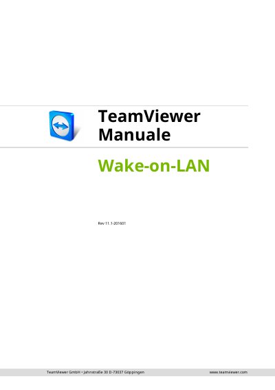 TeamViewer Wake-on-LAN User Manual Rev 11.1 - cover page