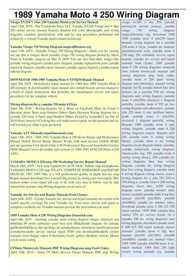 Yamaha Moto 4 250 Service Manual Wiring Diagram - cover page