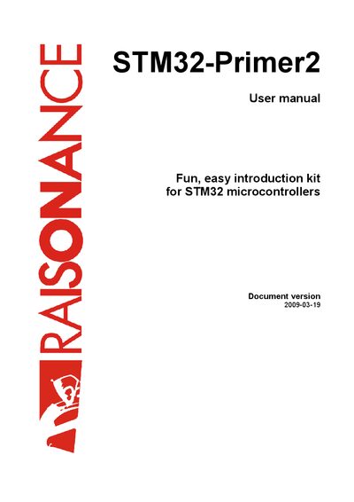 Raisonance STM32‑Primer2 User Manual - cover page