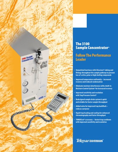 Tekmar-Dohrmann 3100 Sample Concentrator Product Brochure - cover page