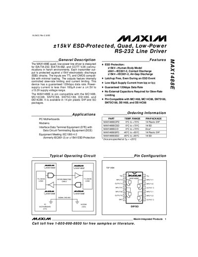 Maxim MAX1488E Datasheet - cover page