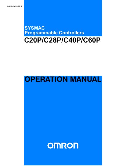 Omron C20P/C28P/C40P/C60P P-type Programmable Controllers Operation Manual - cover page