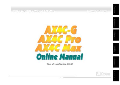 AOpen AX4C-G / AX4C Pro / AX4C Max Motherboard User Manual - cover page