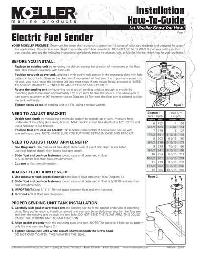 Moeller Marine MM044112004R1 Electric Fuel Sender Installation Guide - cover page