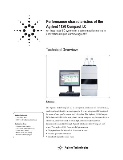 Agilent 1120 Compact LC Performance Characteristics - cover page