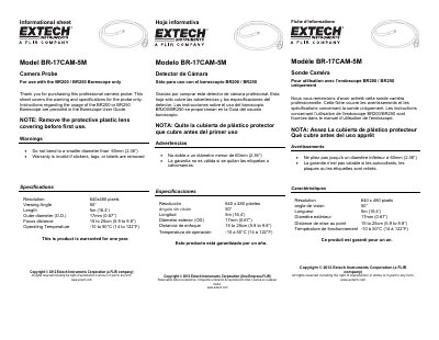 Extech BR-17CAM-5M Camera Probe Informational Sheet - cover page