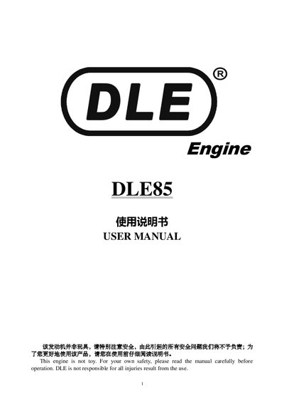 DLE 85 Engine User Manual