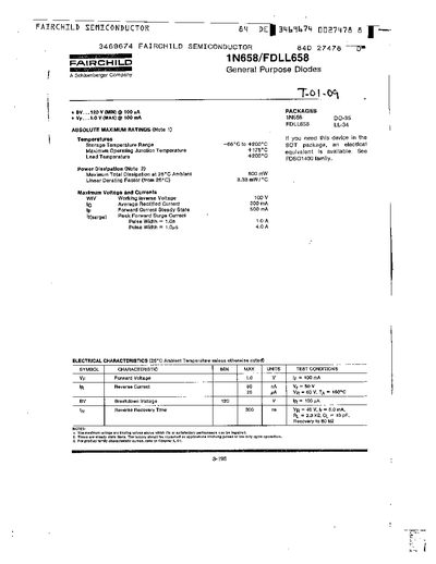 Fairchild Semiconductor 1N658/FDLL658 General Purpose Diode Datasheet - cover page