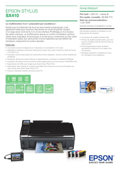 Epson Stylus SX410 Multifunction Printer User Manual - cover page