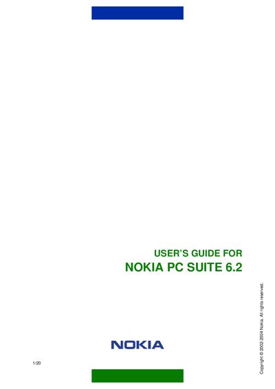 Nokia PC Suite 6.2 User Manual - cover page