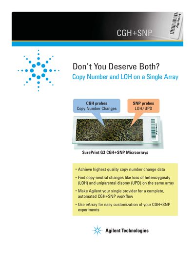 Agilent SurePrint G3 CGH+SNP Microarray Platform Product Leaflet - cover page