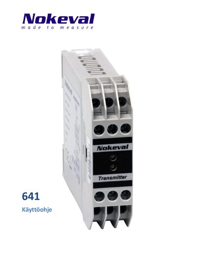 Nokeval 641 Signal Converter User Manual - cover page