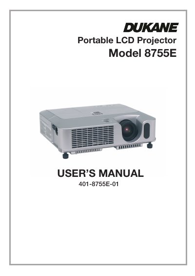 Dukane 8755E Portable LCD Projector User's Manual - cover page